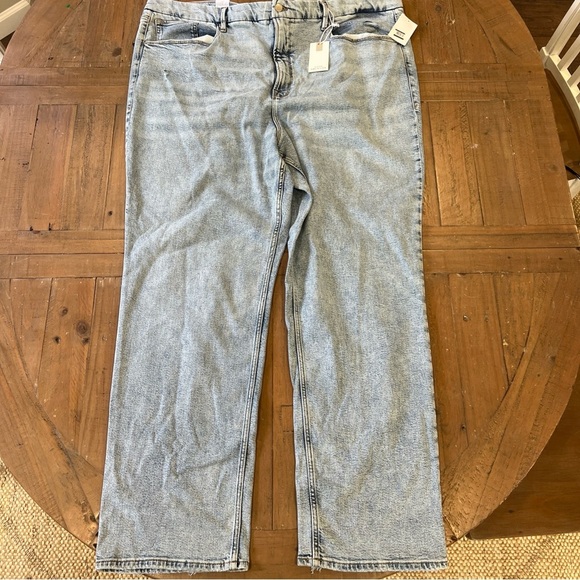 Good American Good Icon Straight Leg Jeans Plus Size 26 High Waist Light Wash - Picture 2 of 10